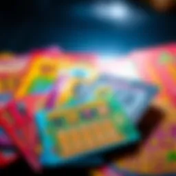 Colorful scratch lottery tickets displayed creatively